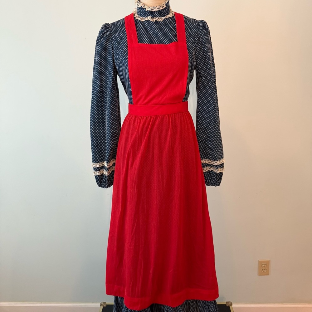 Vintage Handmade Dress with Red Apron Sz S - Picture 2 of 16